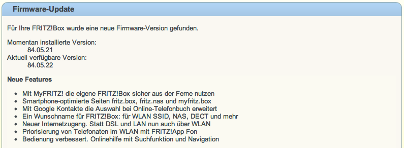 FRITZ!OS 5.22 verfügbar für AVM FRITZ!Box Fon WLAN 7390