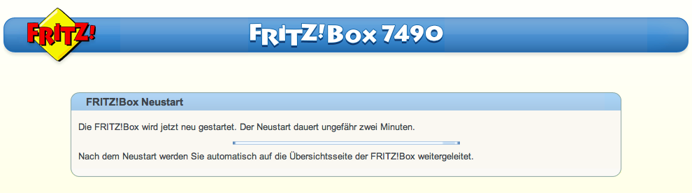 FRITZ!Box 7490 - Einstellung übernehmen